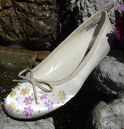 Heel Wedding Shoe on Ballet Shoes Low Heel Ivory Sequins By Daniel