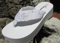 Platform Lacey Bridal Flip Flops for weddings and receptions