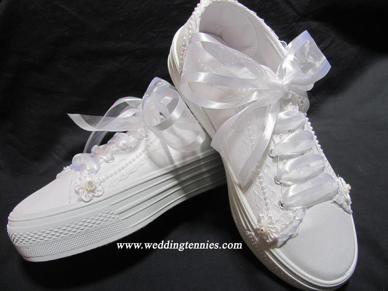 white wedding tennis shoes